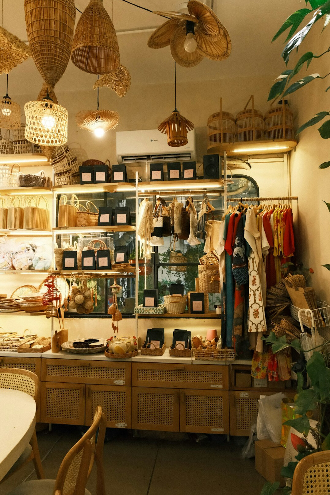 retail store shelves with clothes